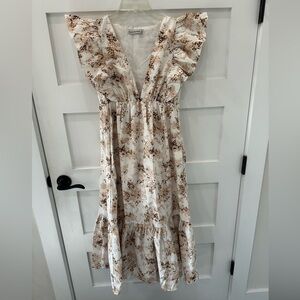 Abercrombie & Fitch Cream Maxi Dress with Brown Floral Print